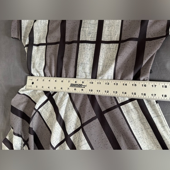 Vintage Studio 36 Women’s Black Gray Plaid patchwork A-Line Midi Dress Size 10 - Picture 11 of 13